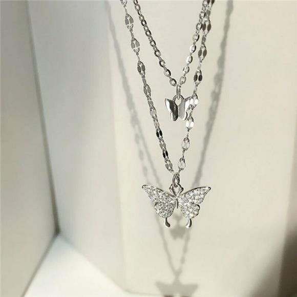 Women's Double Butterfly Necklace - Picture 2 of 5